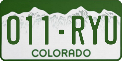 CO license plate 011RYU