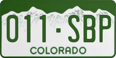 CO license plate 011SBP