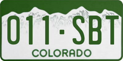 CO license plate 011SBT