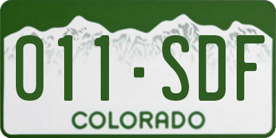 CO license plate 011SDF