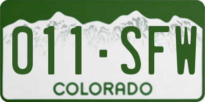 CO license plate 011SFW