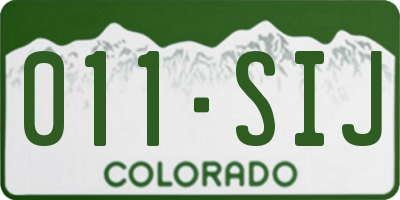 CO license plate 011SIJ