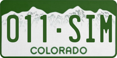 CO license plate 011SIM