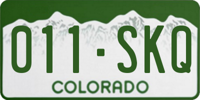CO license plate 011SKQ