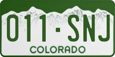 CO license plate 011SNJ