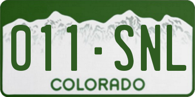 CO license plate 011SNL