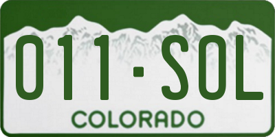 CO license plate 011SOL
