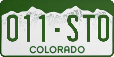 CO license plate 011STO