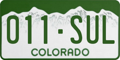 CO license plate 011SUL