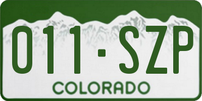 CO license plate 011SZP