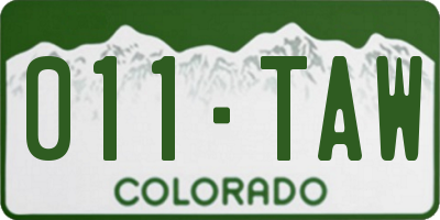 CO license plate 011TAW