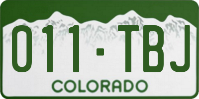 CO license plate 011TBJ