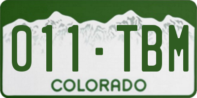 CO license plate 011TBM