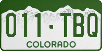 CO license plate 011TBQ