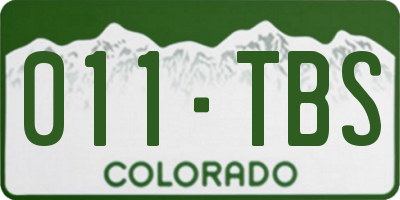 CO license plate 011TBS