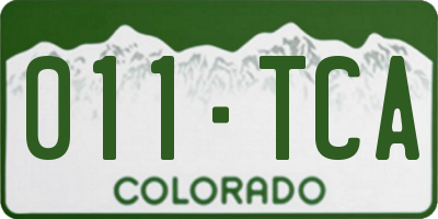 CO license plate 011TCA