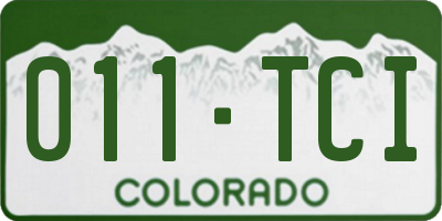CO license plate 011TCI