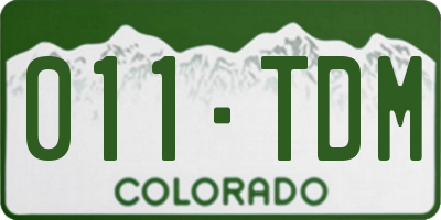 CO license plate 011TDM