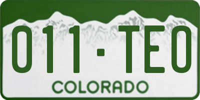 CO license plate 011TEO