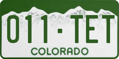 CO license plate 011TET