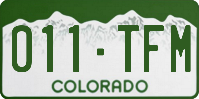 CO license plate 011TFM