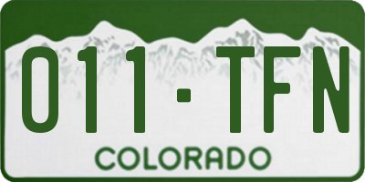 CO license plate 011TFN