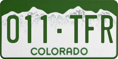 CO license plate 011TFR
