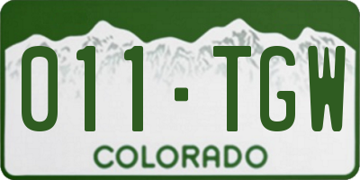 CO license plate 011TGW