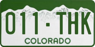 CO license plate 011THK