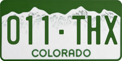 CO license plate 011THX