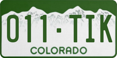 CO license plate 011TIK