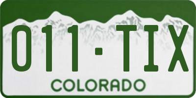 CO license plate 011TIX