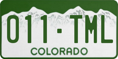 CO license plate 011TML