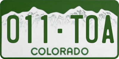 CO license plate 011TOA