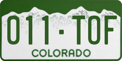 CO license plate 011TOF