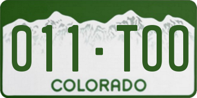 CO license plate 011TOO