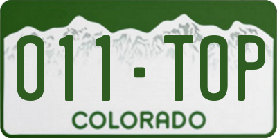 CO license plate 011TOP