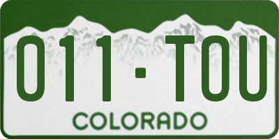 CO license plate 011TOU
