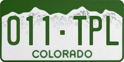 CO license plate 011TPL