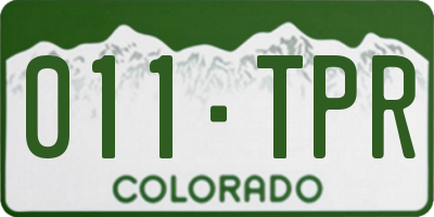 CO license plate 011TPR