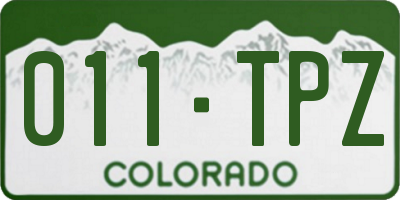 CO license plate 011TPZ