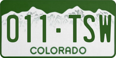 CO license plate 011TSW