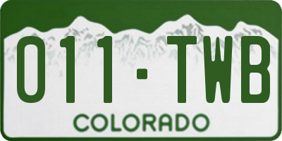 CO license plate 011TWB