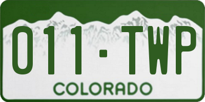 CO license plate 011TWP
