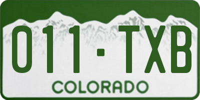 CO license plate 011TXB