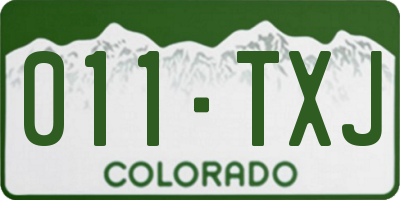 CO license plate 011TXJ