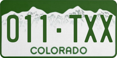 CO license plate 011TXX