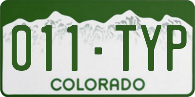 CO license plate 011TYP