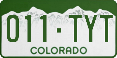 CO license plate 011TYT
