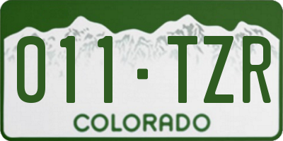 CO license plate 011TZR